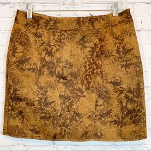 Tildon brown suede floral pattern skirt